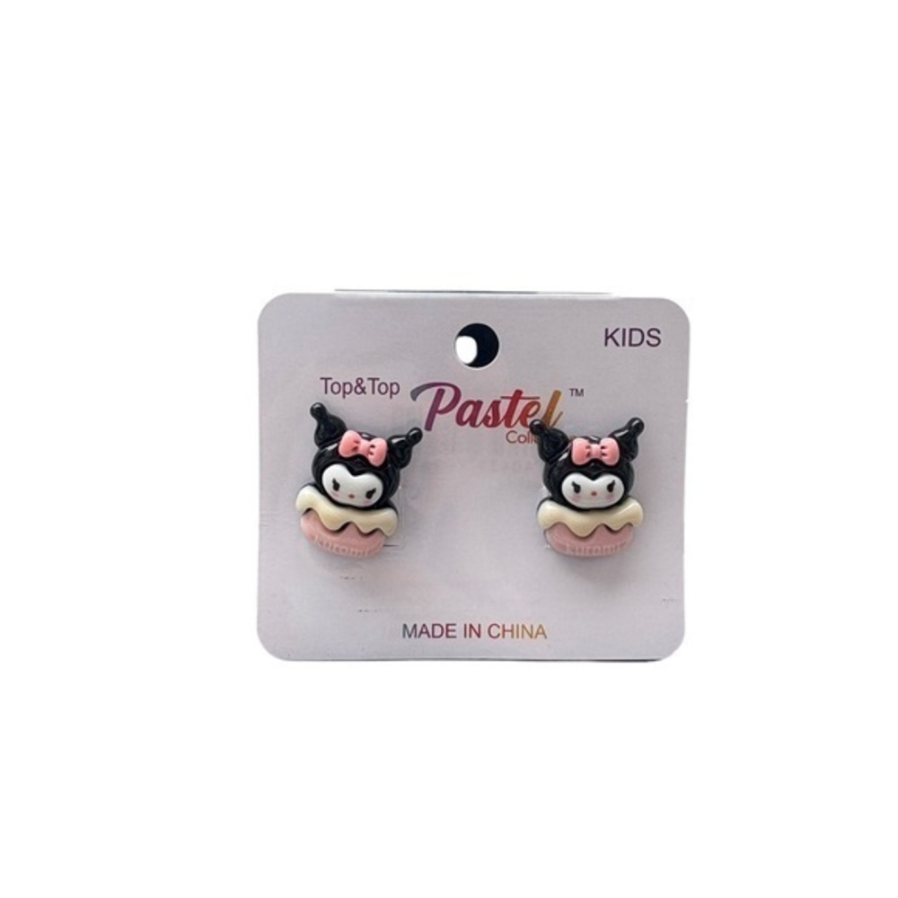 3/$25 Pastel Collection x Sanrio Girl's Pink & Black Kuromi Clip On Earrings